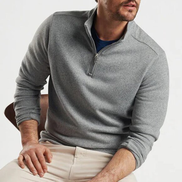 Peter Millar Gale Gray Crown Sweater Fleece Quarter-Zip MF24K60 Pullover - Picture 3 of 4